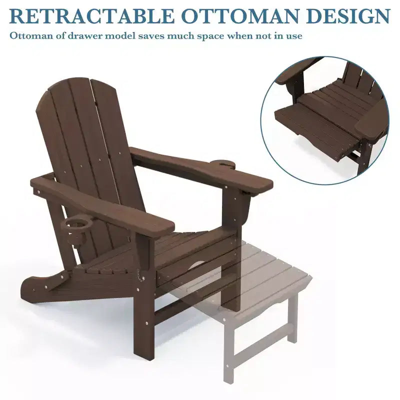 Fauteuil de patio Hyleory 3 positions avec ottoman rétractable et porte-gobelet/téléphone