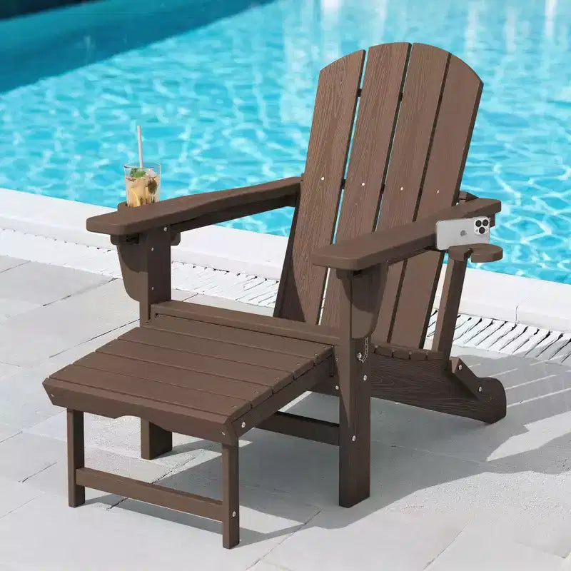 Fauteuil de patio Hyleory 3 positions avec ottoman rétractable et porte-gobelet/téléphone