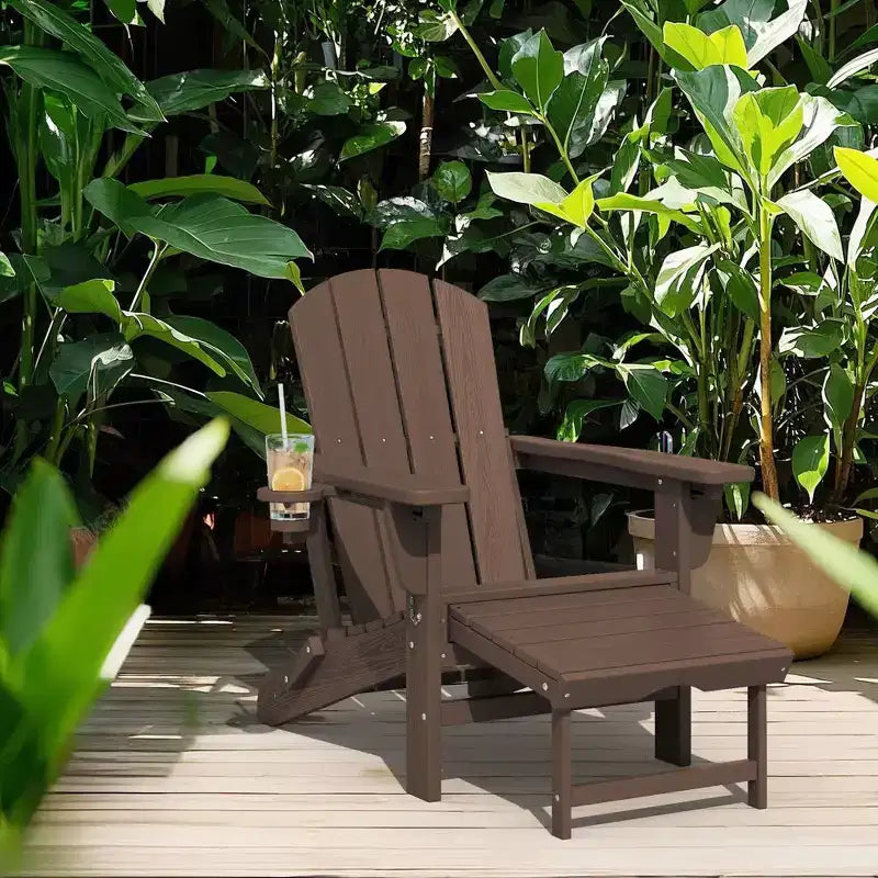 Fauteuil de patio Hyleory 3 positions avec ottoman rétractable et porte-gobelet/téléphone