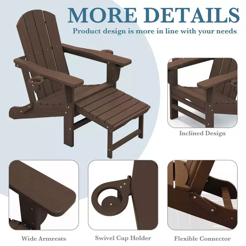 Fauteuil de patio Hyleory 3 positions avec ottoman rétractable et porte-gobelet/téléphone