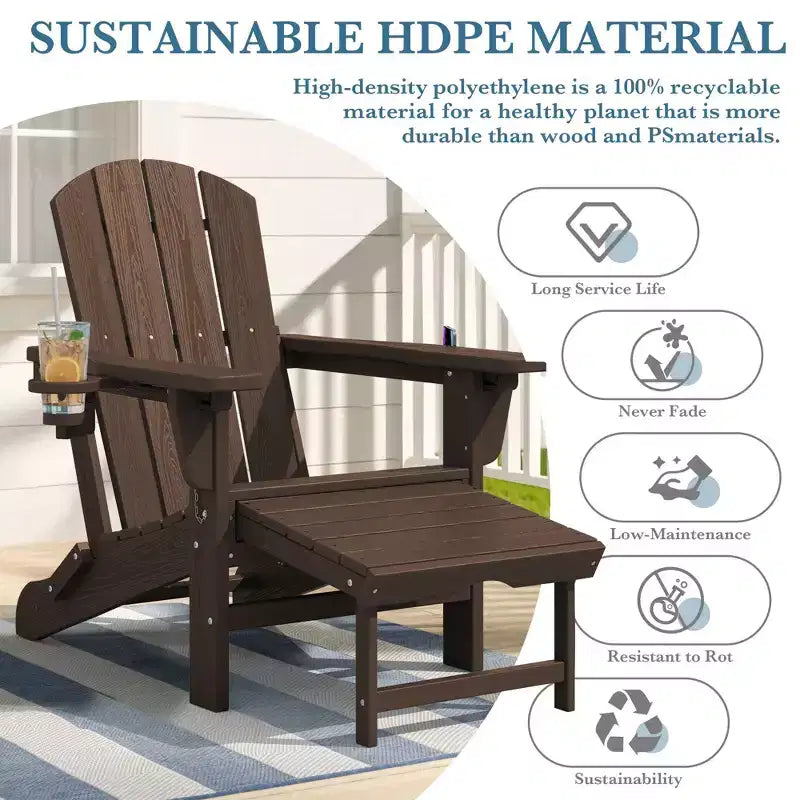 Fauteuil de patio Hyleory 3 positions avec ottoman rétractable et porte-gobelet/téléphone