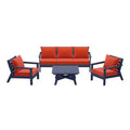 WestinTrends Avalon Outdoor 6-Piece Modular Sectional Patio Furniture Sofa Set, Navy Blue/Orange