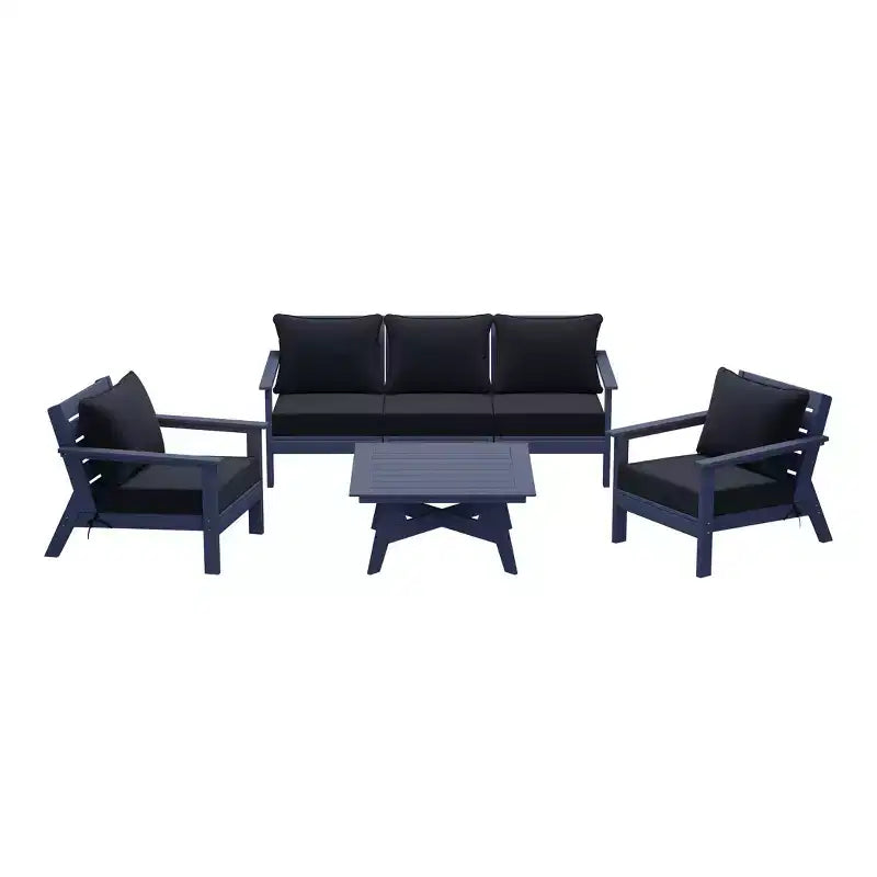 WestinTrends Avalon Outdoor 6-Piece Modular Sectional Patio Furniture Sofa Set, Navy Blue/Navy Blue
