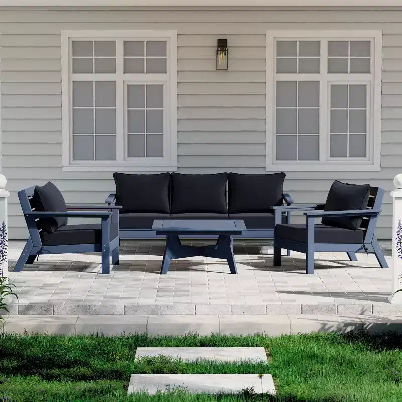 WestinTrends Avalon Ensemble de canapé modulaire d'extérieur 6 pièces, bleu marine/bleu marine