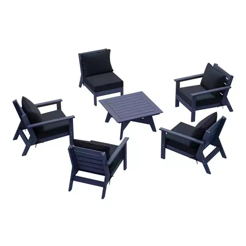 WestinTrends Avalon Ensemble de canapé modulaire d'extérieur 6 pièces, bleu marine/bleu marine