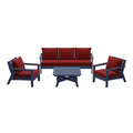 WestinTrends Avalon Outdoor 6-Piece Modular Sectional Patio Furniture Sofa Set, Navy Blue/Red