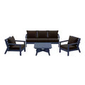 WestinTrends Avalon Outdoor 6-Piece Modular Sectional Patio Furniture Sofa Set, Navy Blue/Brown