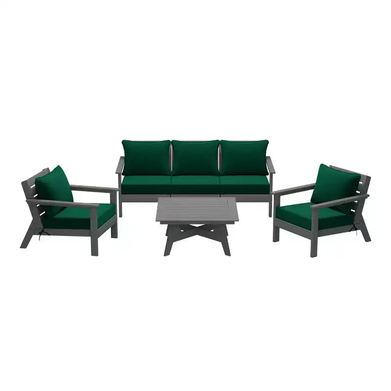 WestinTrends Avalon Outdoor 6-Piece Modular Sectional Patio Furniture Sofa Set, Gray/Green