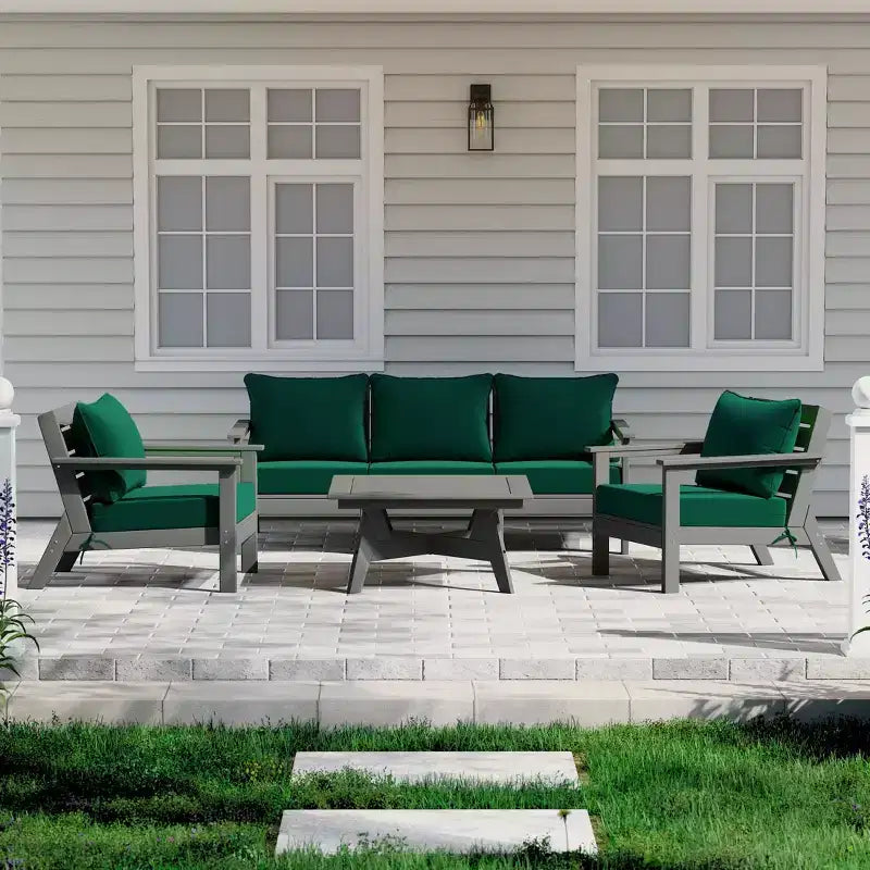 WestinTrends Avalon Salon de Jardin Modulable 6 Pièces, Canapé d'Extérieur, Gris/Vert
