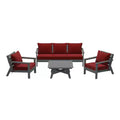WestinTrends Avalon Outdoor 6-Piece Modular Sectional Patio Furniture Sofa Set, Gray/Red