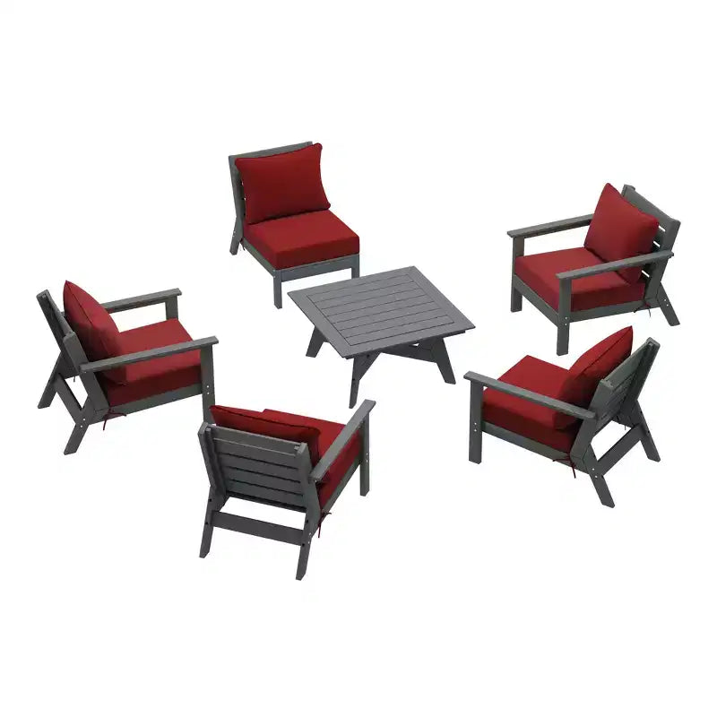 WestinTrends Avalon Salon de jardin modulaire 6 pièces, gris/rouge