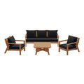 WestinTrends Avalon Outdoor 6-Piece Modular Sectional Patio Furniture Sofa Set, Teak/Black