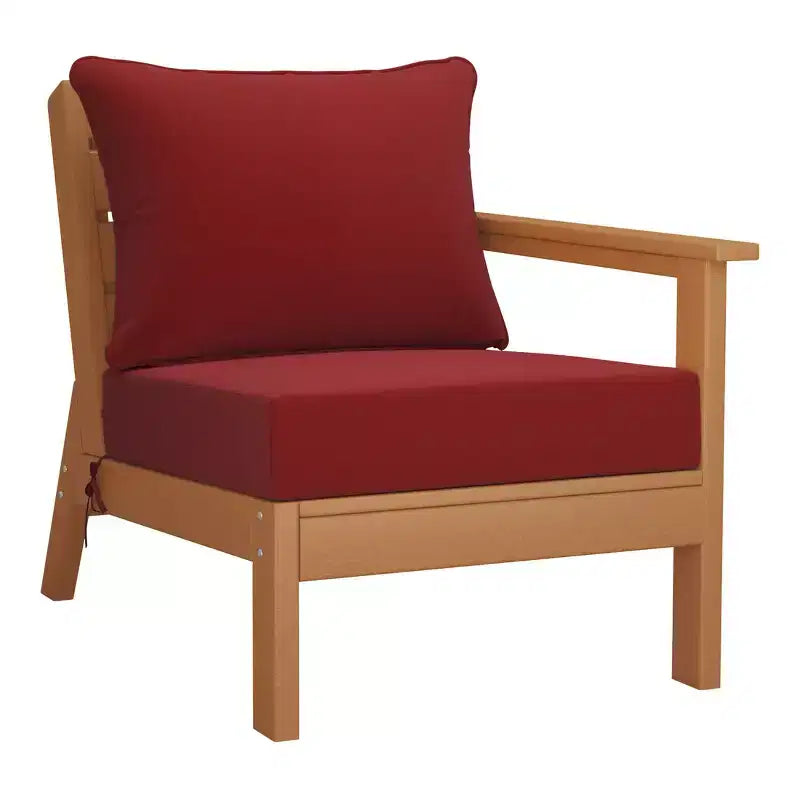 WestinTrends Avalon Salon de Jardin Modulable 6 Pièces, Teck/Rouge