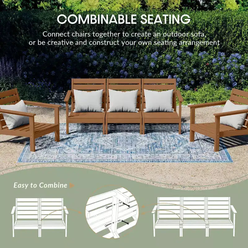 WestinTrends Avalon Salon de Jardin Modulable 6 Pièces, Teck/Rouge