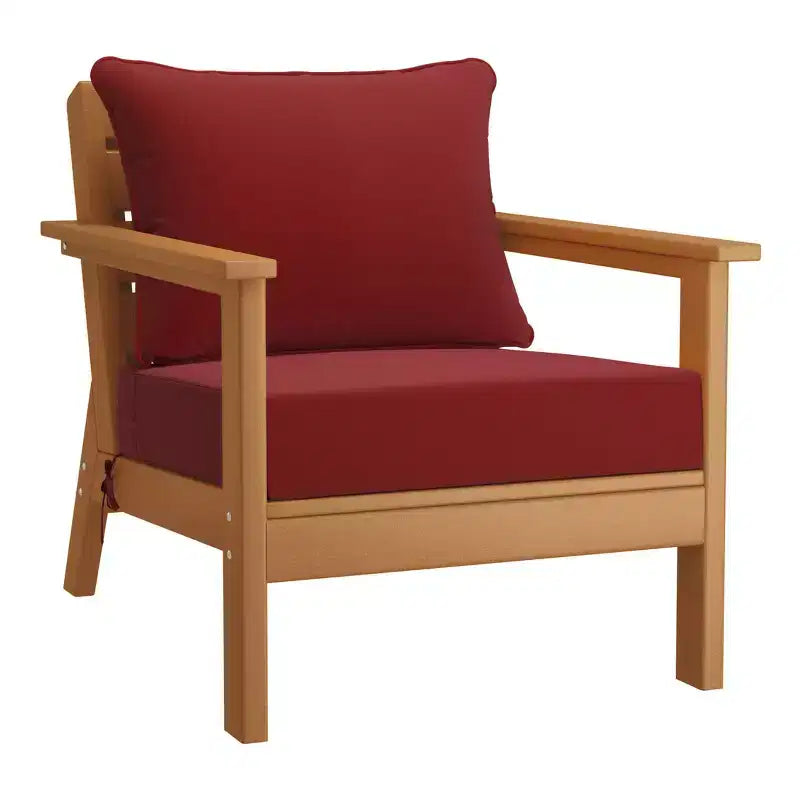 WestinTrends Avalon Salon de Jardin Modulable 6 Pièces, Teck/Rouge