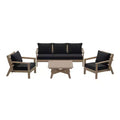 WestinTrends Avalon Outdoor 6-Piece Modular Sectional Patio Furniture Sofa Set, Weathered Wood/Black