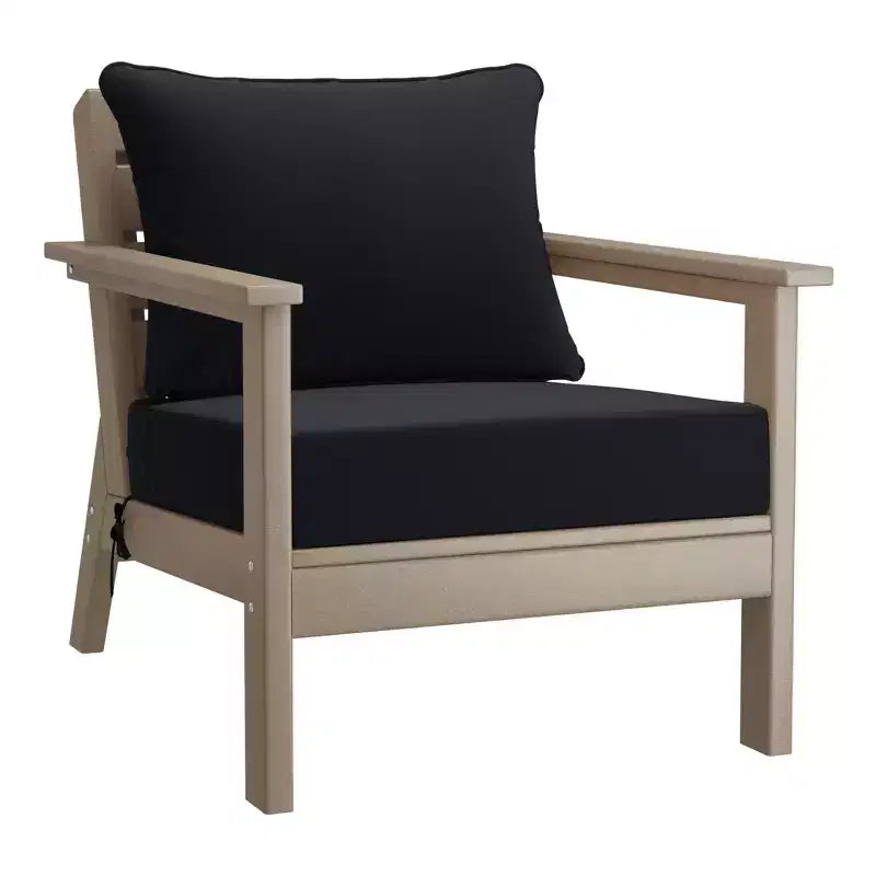 WestinTrends Avalon Salon de Jardin Modulable 6 Pièces, Bois Vieilli/Noir