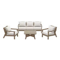 WestinTrends Avalon Outdoor 6-Piece Modular Sectional Patio Furniture Sofa Set, Weathered Wood/White