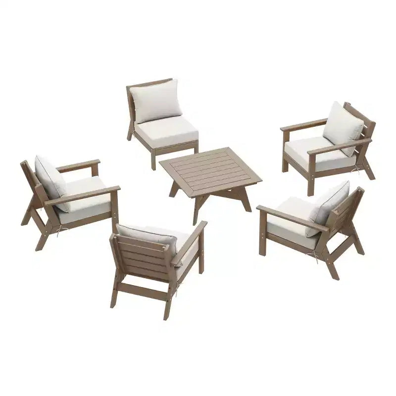 WestinTrends Avalon Salon de jardin modulaire 6 pièces en bois vieilli et blanc