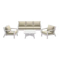 WestinTrends Avalon Outdoor 6-Piece Modular Sectional Patio Furniture Sofa Set, White/Beige
