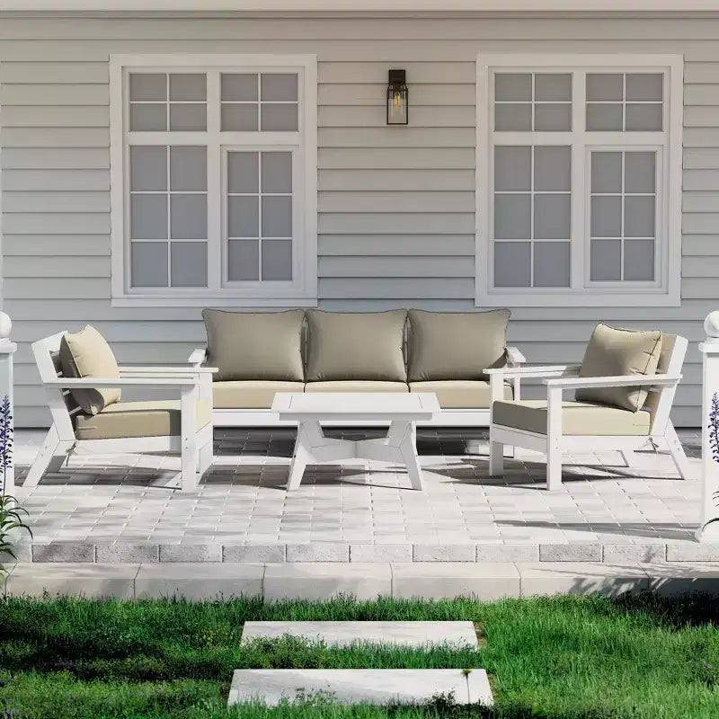 WestinTrends Avalon Salon de jardin modulaire 6 pièces, blanc/beige