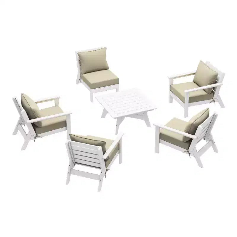 WestinTrends Avalon Salon de jardin modulaire 6 pièces, blanc/beige