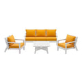 WestinTrends Avalon Outdoor 6-Piece Modular Sectional Patio Furniture Sofa Set, White/Yellow