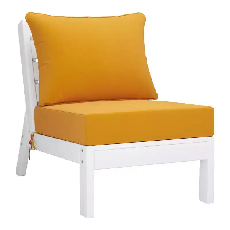 WestinTrends Avalon Salon de Jardin Modulable 6 Pièces, Canapé d'Angle, Blanc/Jaune