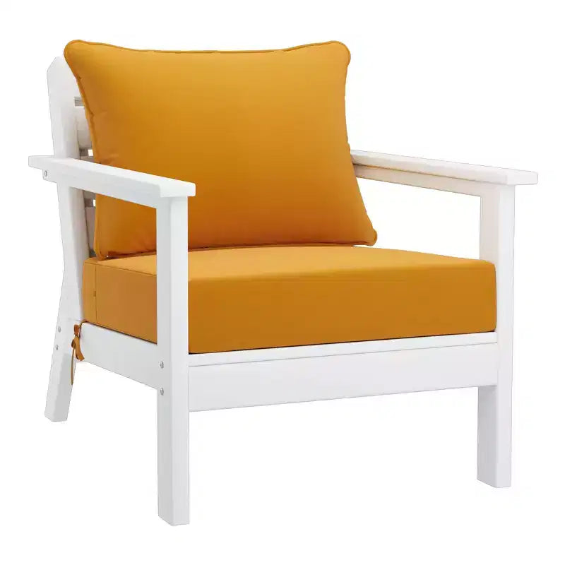 WestinTrends Avalon Salon de Jardin Modulable 6 Pièces, Canapé d'Angle, Blanc/Jaune