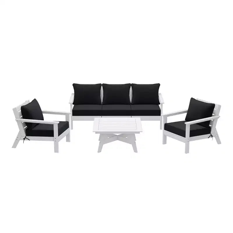 WestinTrends Avalon Outdoor 6-Piece Modular Sectional Patio Furniture Sofa Set, White/Black