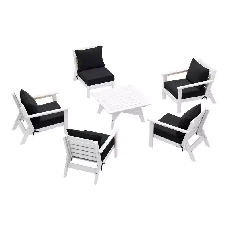 WestinTrends Avalon Salon de Jardin Modulable Extérieur 6 Pièces, Blanc/Noir