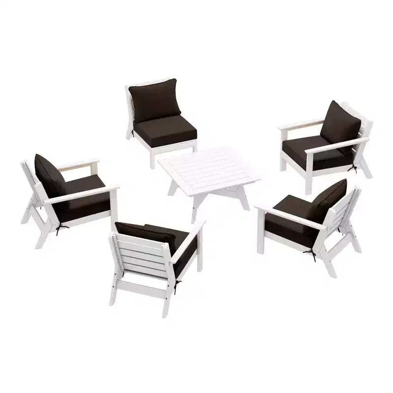WestinTrends Avalon Salon de Jardin Modulable 6 Pièces Blanc/Marron