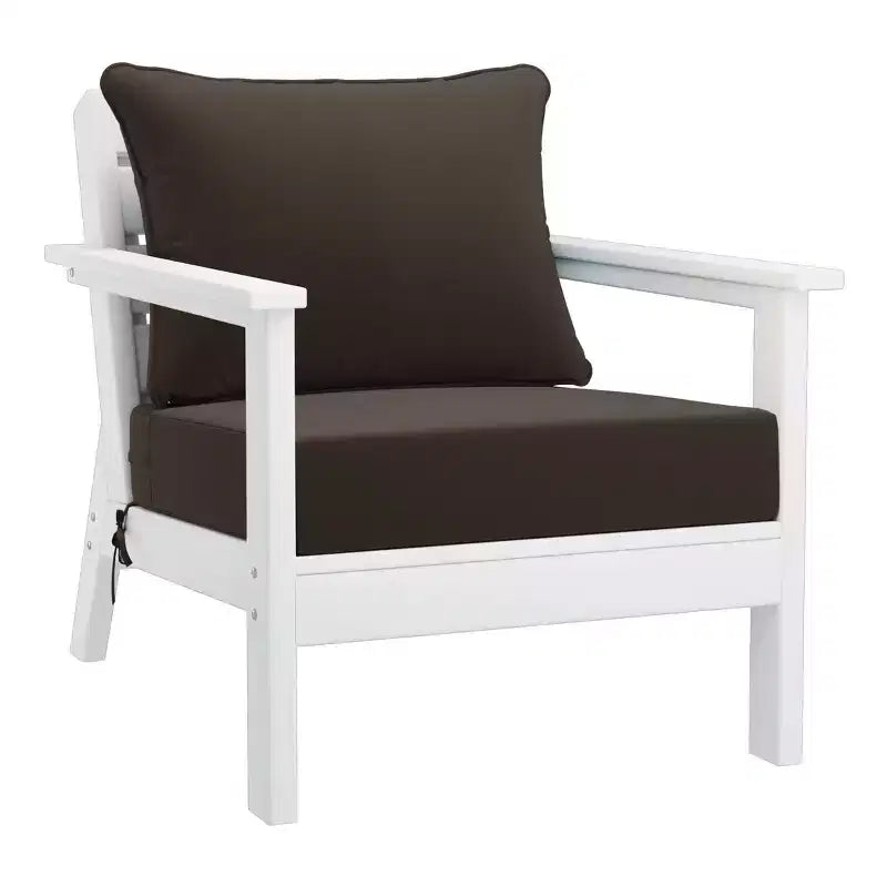 WestinTrends Avalon Salon de Jardin Modulable 6 Pièces Blanc/Marron