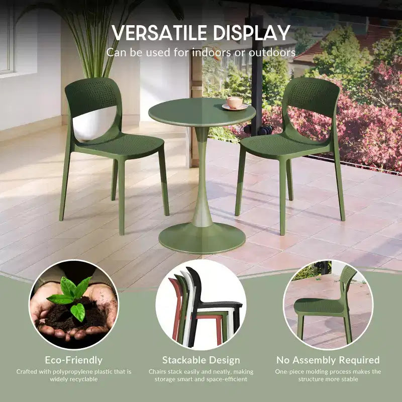 Chaise d'appoint de salle à manger moderne en résine plastique empilable WestinTrends Playa (Lot de 2)