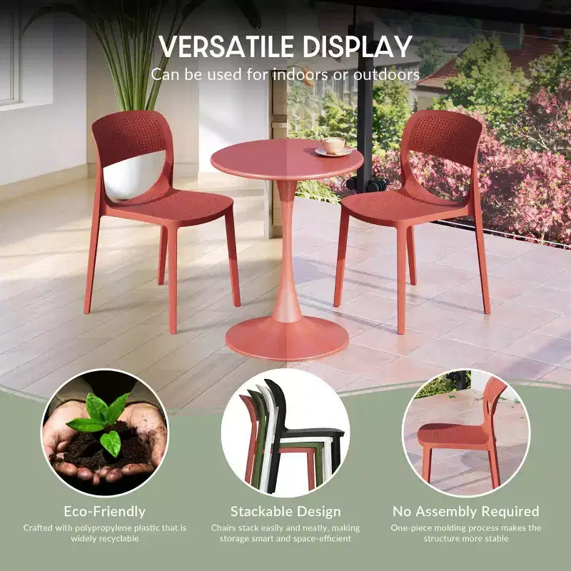 Chaise d'appoint de salle à manger moderne en résine plastique empilable WestinTrends Playa (Lot de 2)