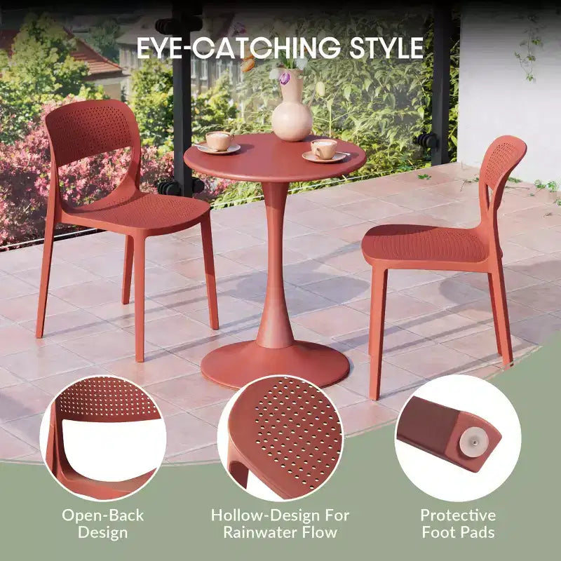 Chaise d'appoint de salle à manger moderne en résine plastique empilable WestinTrends Playa (Lot de 2)