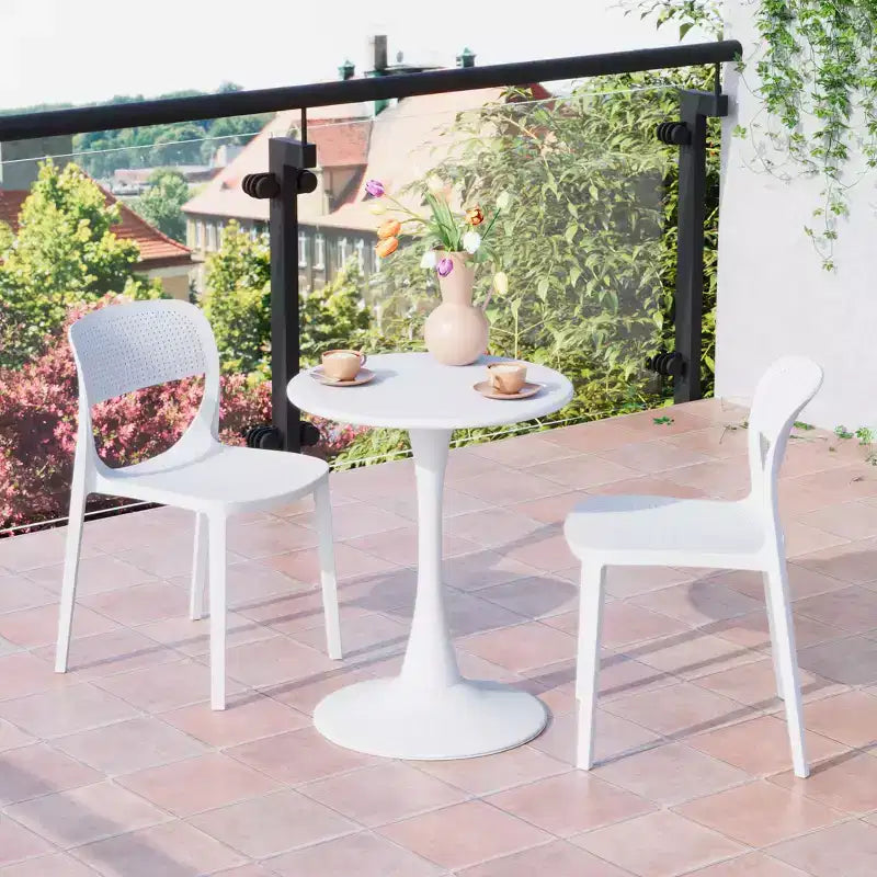 Chaise d'appoint de salle à manger moderne en résine plastique empilable WestinTrends Playa (Lot de 2)