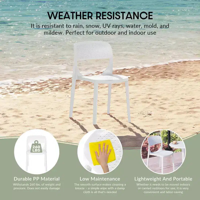 Chaise d'appoint de salle à manger moderne en résine plastique empilable WestinTrends Playa (Lot de 2)