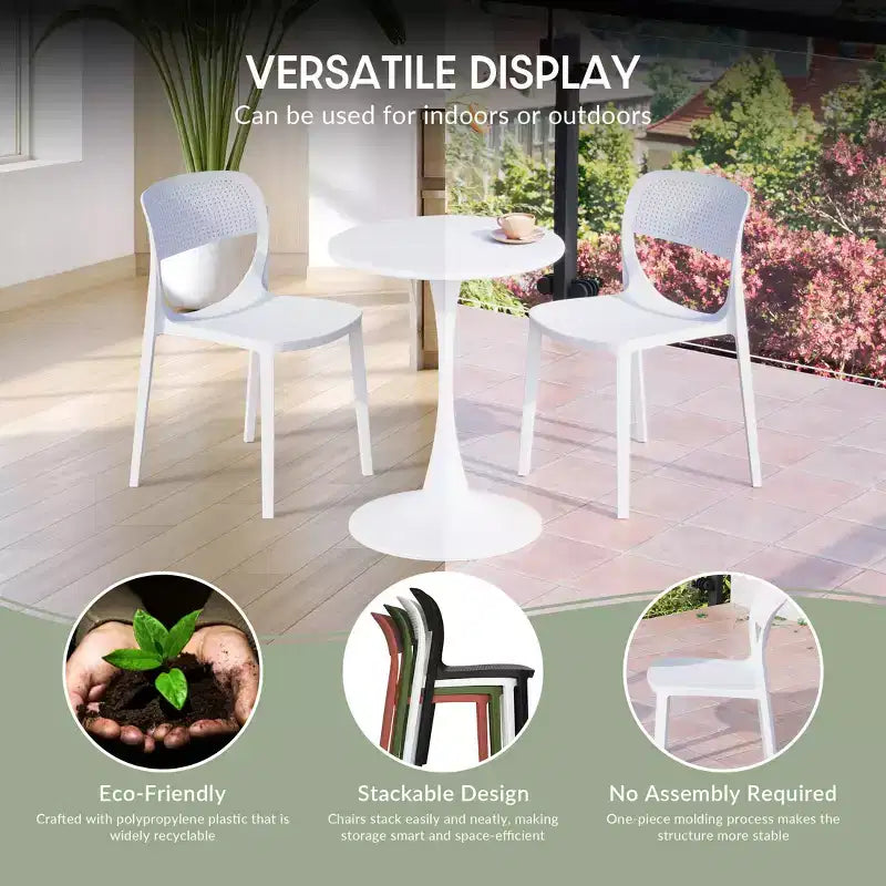 Chaise d'appoint de salle à manger moderne en résine plastique empilable WestinTrends Playa (Lot de 2)