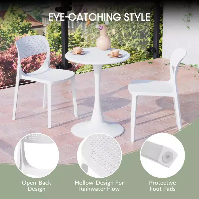 Chaise d'appoint de salle à manger moderne en résine plastique empilable WestinTrends Playa (Lot de 2)