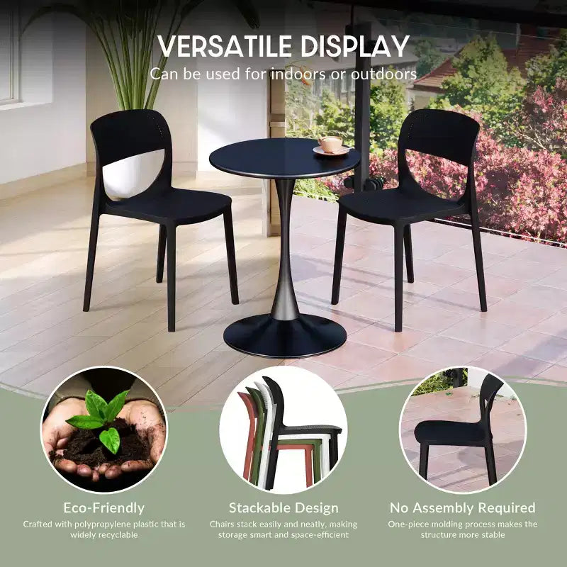 Chaise d'appoint de salle à manger moderne en résine plastique empilable WestinTrends Playa (Lot de 2)