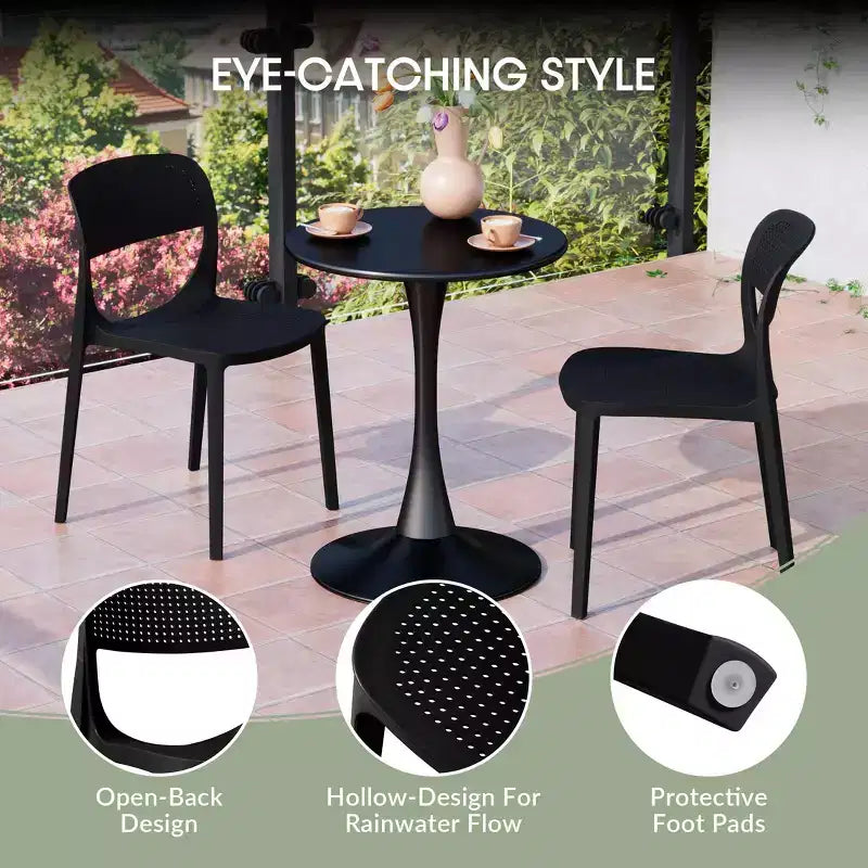 Chaise d'appoint de salle à manger moderne en résine plastique empilable WestinTrends Playa (Lot de 2)