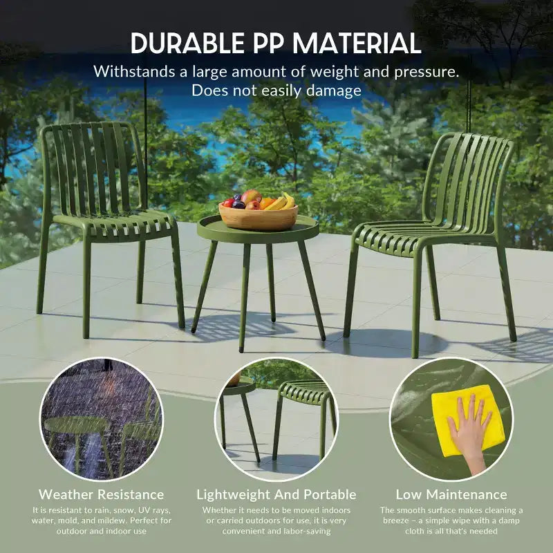 WestinTrends Playa Ensemble mobilier de bistrot/balcon 3 pièces pour patio extérieur avec chaises empilables