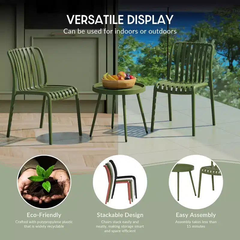 WestinTrends Playa Ensemble mobilier de bistrot/balcon 3 pièces pour patio extérieur avec chaises empilables