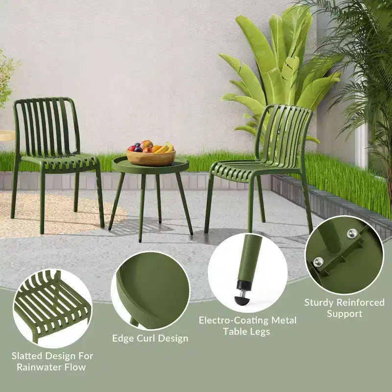 WestinTrends Playa Ensemble mobilier de bistrot/balcon 3 pièces pour patio extérieur avec chaises empilables