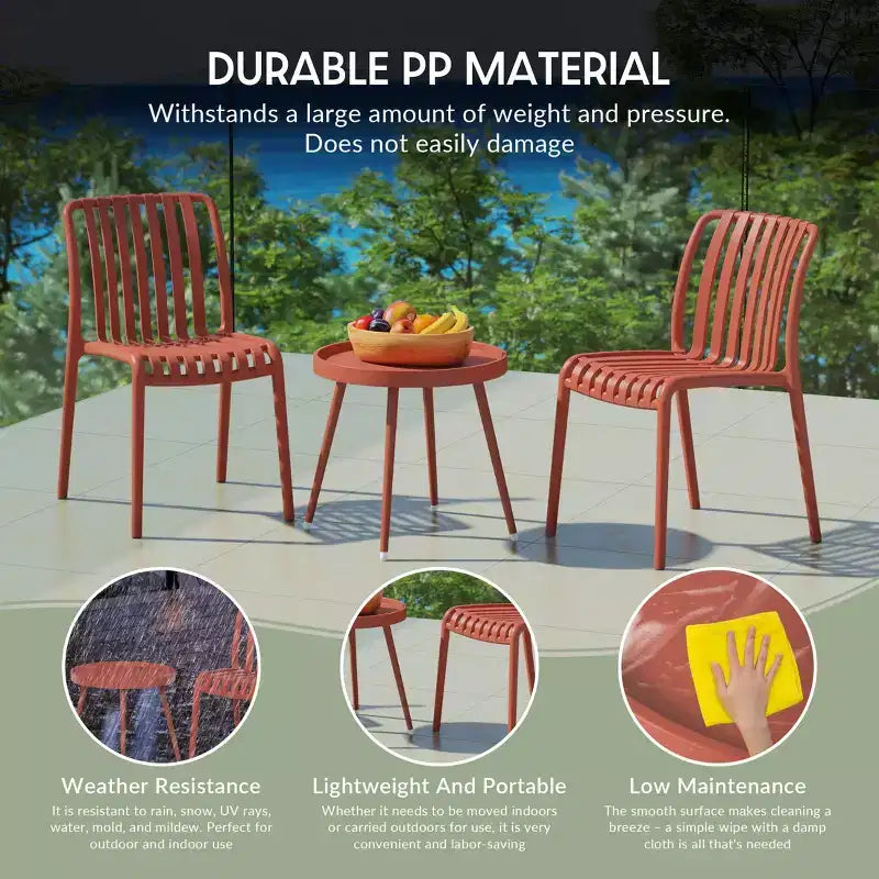 WestinTrends Playa Ensemble mobilier de bistrot/balcon 3 pièces pour patio extérieur avec chaises empilables