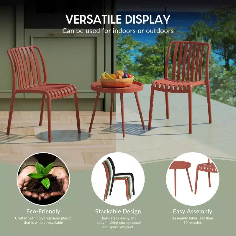 WestinTrends Playa Ensemble mobilier de bistrot/balcon 3 pièces pour patio extérieur avec chaises empilables