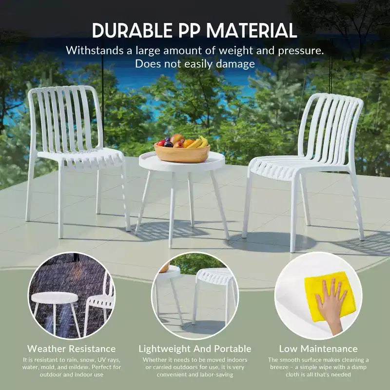 WestinTrends Playa Ensemble mobilier de bistrot/balcon 3 pièces pour patio extérieur avec chaises empilables