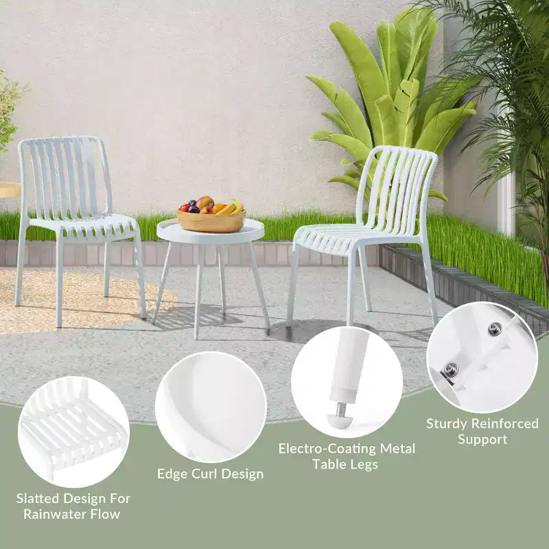 WestinTrends Playa Ensemble mobilier de bistrot/balcon 3 pièces pour patio extérieur avec chaises empilables