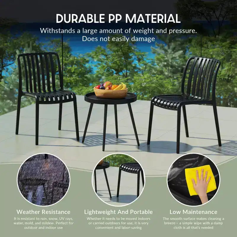 WestinTrends Playa Ensemble mobilier de bistrot/balcon 3 pièces pour patio extérieur avec chaises empilables